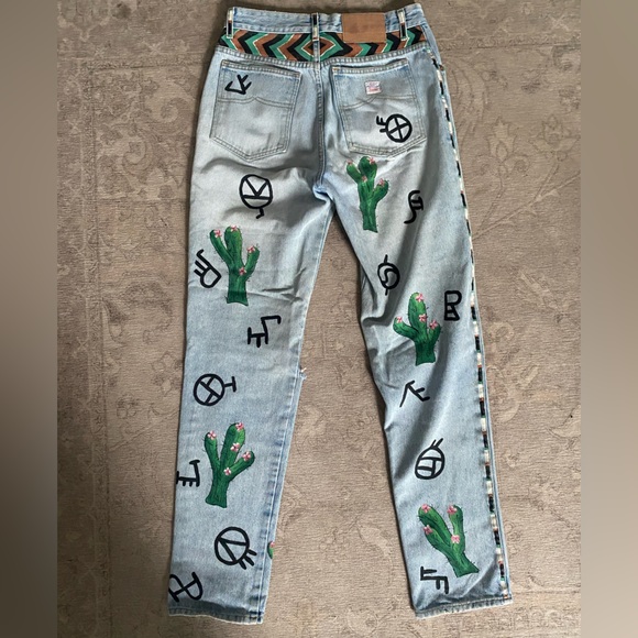 90’s Hand painted Italian vintage baggy straight leg jeans - Picture 4 of 4